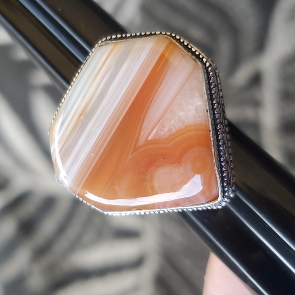 New Botswana Agate 925 Silver Statement Ring. - Picture 14 of 16